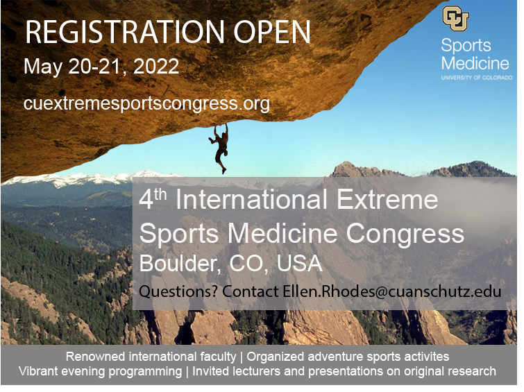 Don't miss next month's Extreme Sports Medicine Congress covering topics like cannabis in extreme sports, cyclocross injuries, rodeo injuries, high altitude medicine, cave diving, & more! For more details, visit cuextremesportscongress.org – registration rates increase May 6th!