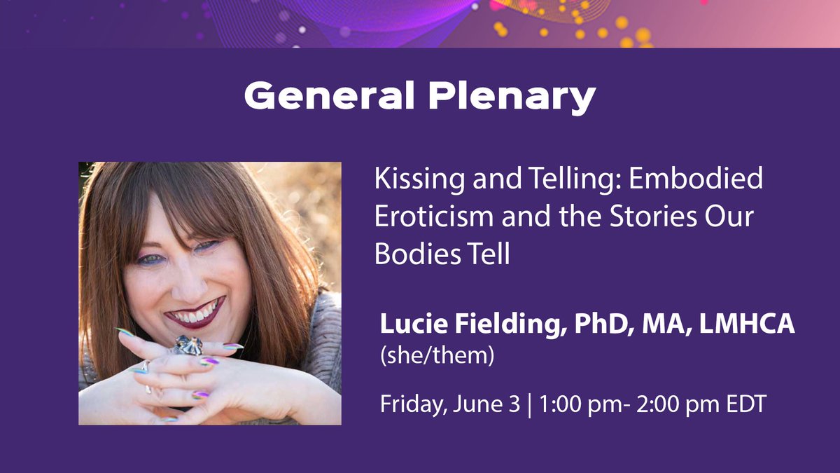 We’re shining the AASECT Virtual Conference Plenary Spotlight on Lucie Fielding today! Her presentation will provide strategies for nurturing erotic embodiment and tapping into the wisdom of the body and its “wordless stories.” Learn more and register: bit.ly/3xlNzpo