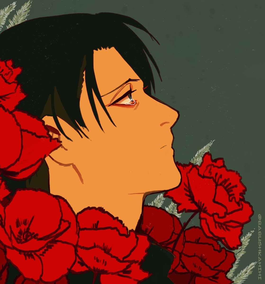 「Red flowers leviackerman 」|🏳️‍🌈Babuのイラスト
