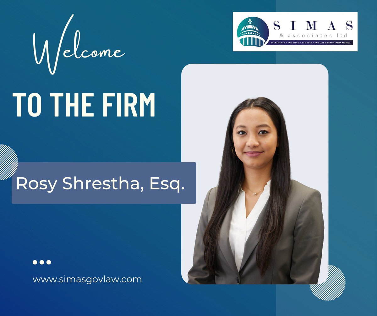 SimasGovLaw's tweet photo. Simas &amp; Associates, Ltd. is pleased to introduce our newest Associate Attorney, Rosy Shrestha. 
To find out more about the newest addition to our legal team and all of the ways that Simas &amp; Associates Ltd. can serve your legal needs, visit our website at www.simasgovlaw https://t.co/3V0UwKIQQb