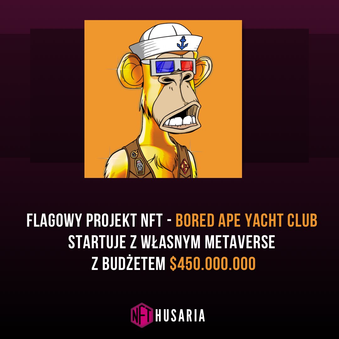 NFTHusaria's tweet photo. Yuga Labs - twórcy kultowych Bored Ape Yacht Club zebrało 450mln$ na budowę własnego Metaverse. 

Zapowiedziana premiera na kwiecień może wskazywać, że prace nad projektem trwają od dłuższego czasu.
@BoredApeYC @yugalabs https://t.co/d1QzCkyrdU