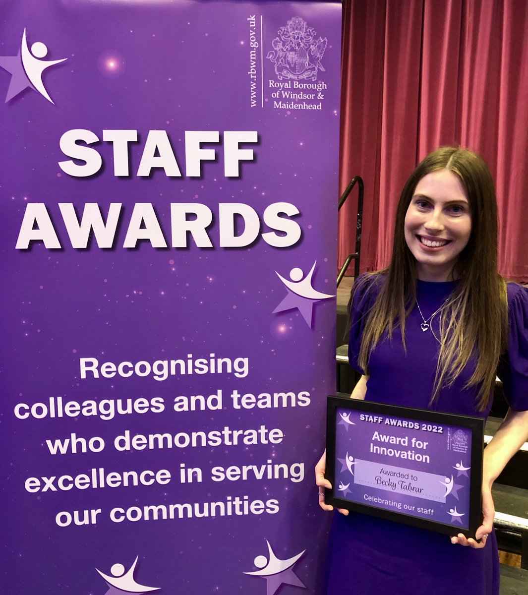 StephLLewis's tweet photo. Super proud of my team 💜

Not only were 3 of us shortlisted for individual awards at the Royal Borough of Windsor and Maidenhead’s 2022 Staff Awards last night but @BeckyT_2103 only went and won the Individual Award for Innovation!

1/4 https://t.co/p4tpKYKH1Y