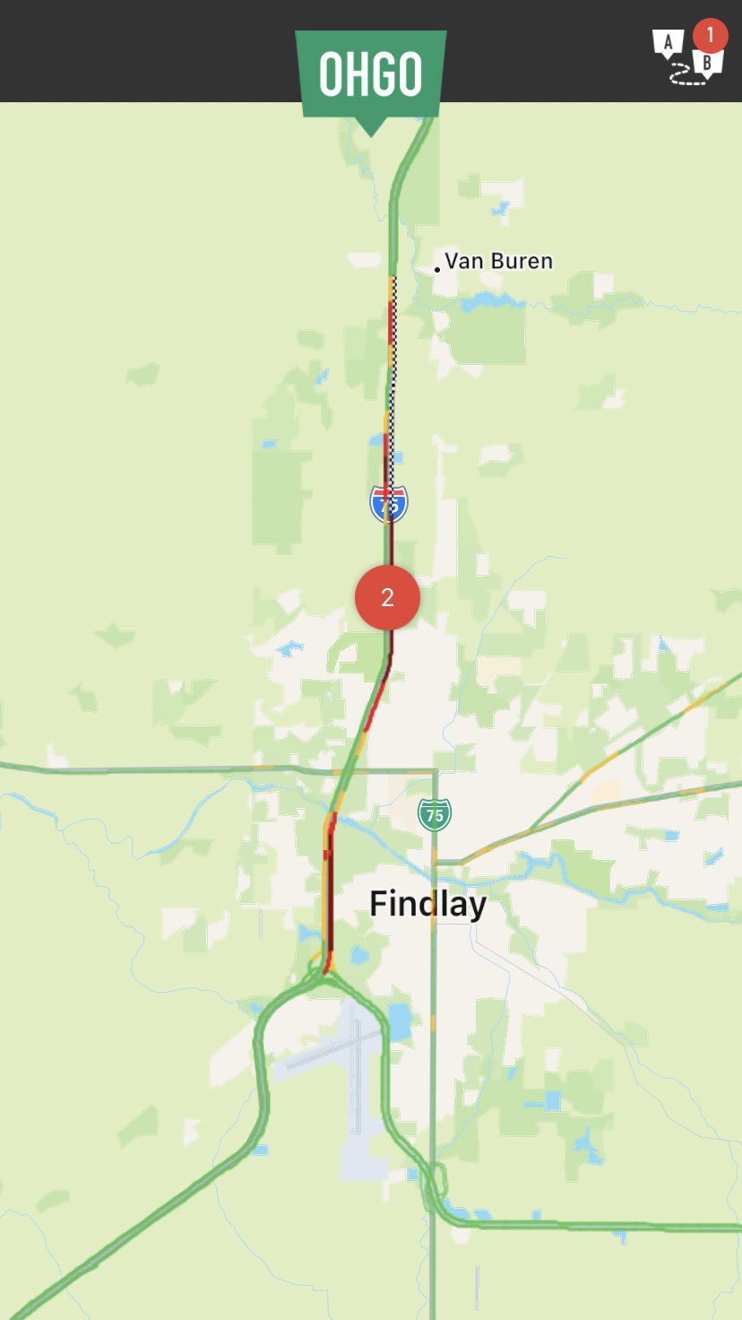 Ohio Dept of Transportation on Twitter "HANCOCK CO I75 North CLOSED