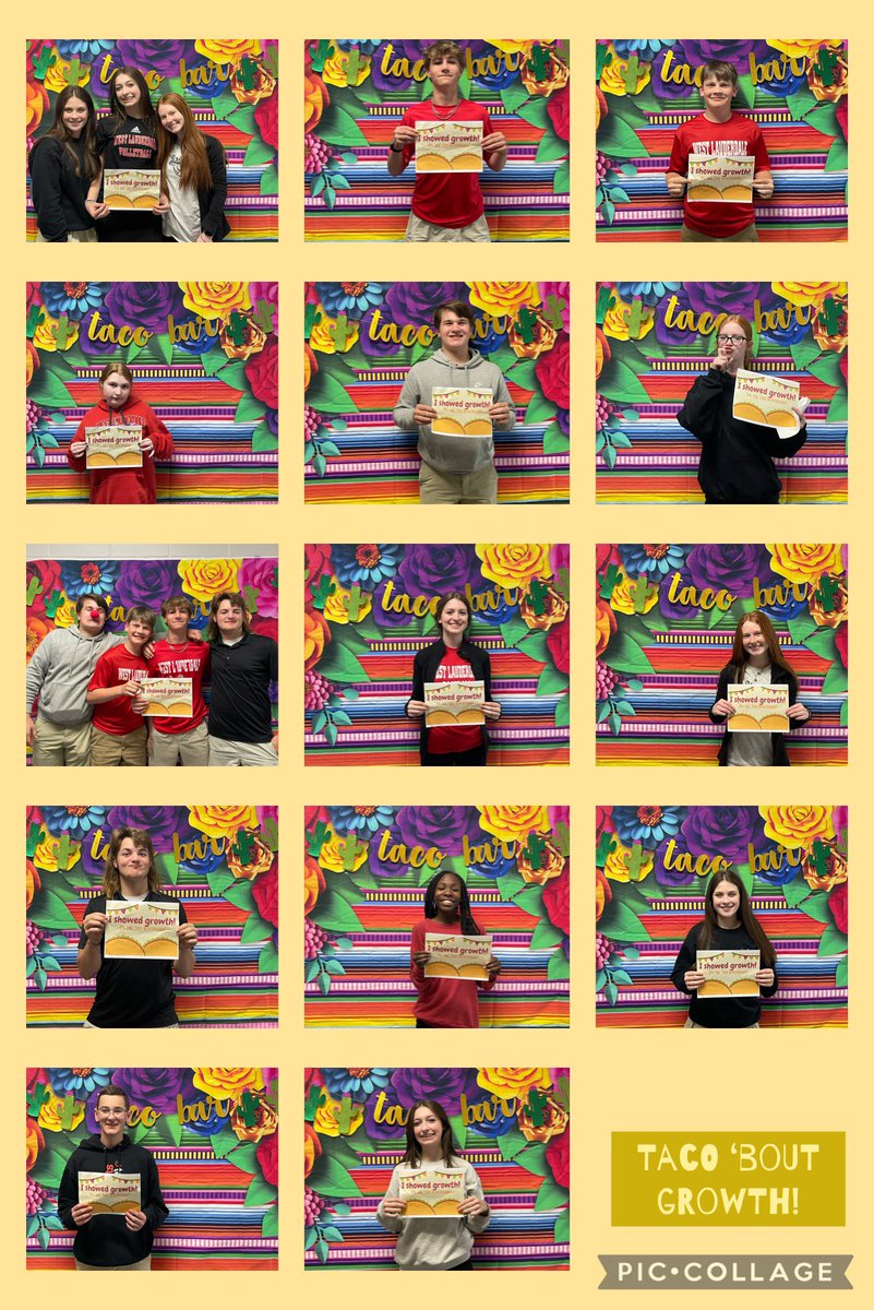 MrsLaylaGilbert's tweet photo. Taco ‘Bout Growth! Our #tacoparty was today! Students that have shown growth on their 3rd Benchmark were treated to #tacos! #ELAShenanigans #WestisBest #LCSDExcellence https://t.co/WKHiXCwRco