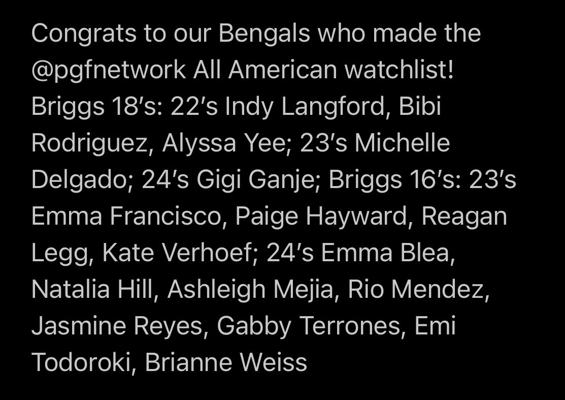 Congrats to our Bengals who made the <a href="/PGFnetwork/">PGF</a> All American watchlist! 🙌🏼 <a href="/ExtraInningSB/">EXTRA INNING SOFTBALL</a> <a href="/LosOCVarsity/">Carlos Arias</a> #outwork #bscbengals
