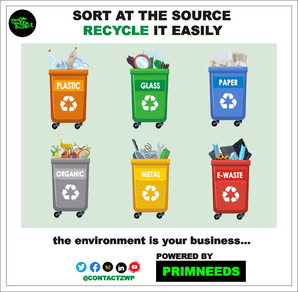 contactzwp's tweet photo. You can prevent burning or dumping your waste in drainage and waterways by simply sorting your waste at the source. This make recycling easy. #circulareconomy #zerowasteproject https://t.co/XxLGvh8WB9