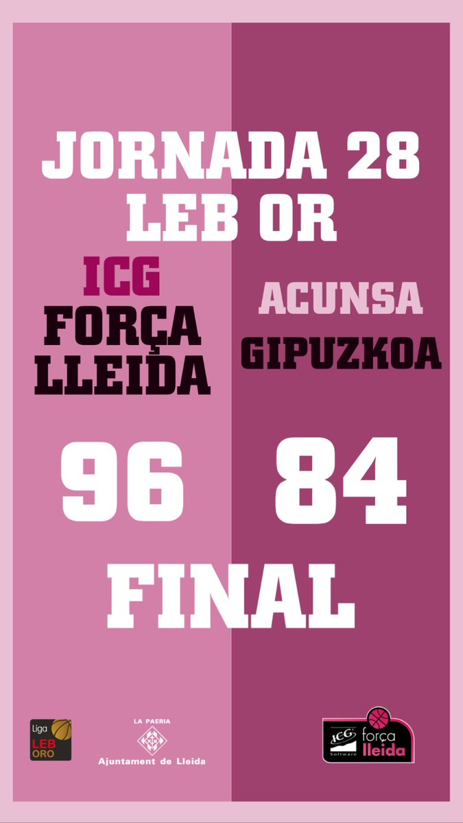 flleida's tweet photo. 🚀🤪 VICTÒRIA!!!!! LA SEGUIM LIANT, O QUÈ?

Pròxim partit: dv. 22/04 a les 21 h vs @PalenciaBasket 
🎟️ https://t.co/ASBqE6sbww 

#forçalleida #lebor #leboro #lleida #RememberTotal https://t.co/FUKiRc9a7G