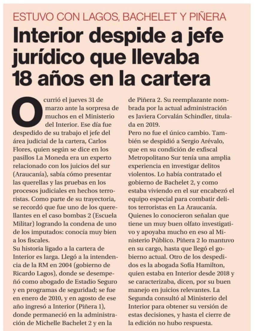 joseantoniokast's tweet photo. En el Ministerio del Interior despiden a abogado que tiene 18 años de experiencia y lo reemplazan, sin concurso público, por abogada recien titulada, hija de reconocida periodista de izquierda. Estan destruyendo el Estado con pitutos, nepotismo y amiguismo. https://t.co/qoF5lqcrez