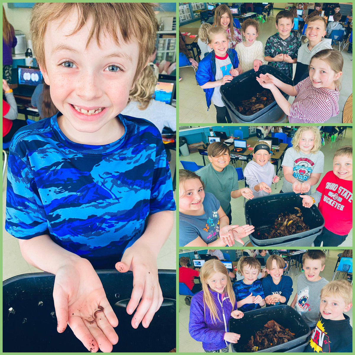 EldersKiddos's tweet photo. Q: What happens to worms who dig too much?
A: They get in-DIG-estion!🦗🦗🦗
More photos of our new classroom pets…all 500 of them! 🪱♥️🌎
#compostingiscool #naturesrecyclers #vermicomposting @BlountsClass8 @PrincipalBJA @Kings_Schools #myohioclassroom https://t.co/WpMO2Z8mUo