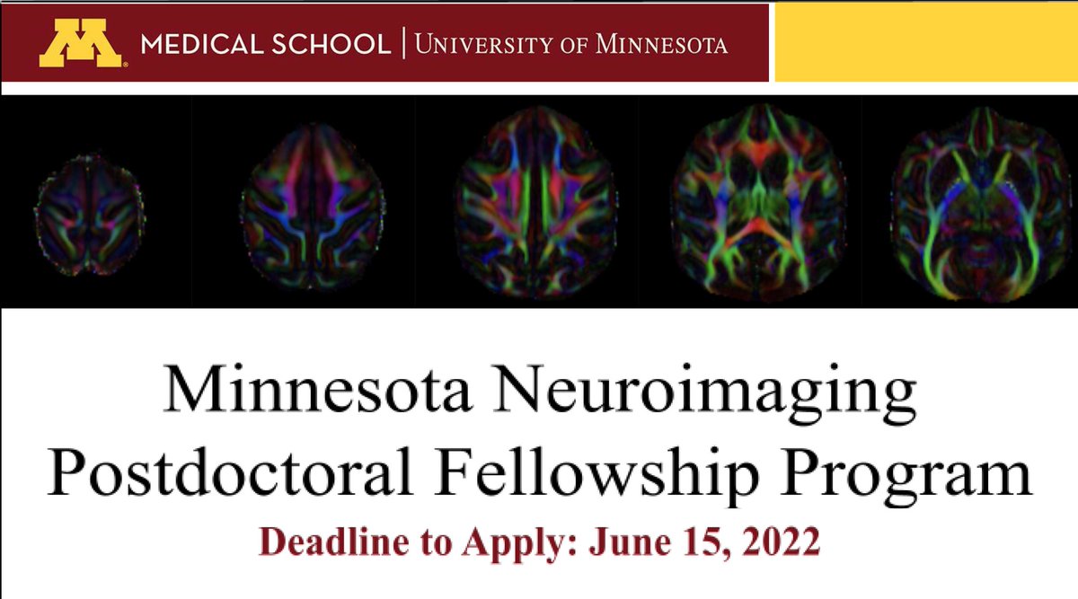 Karriemolitor's tweet photo. Check out our NEW Neuroimaging Postdoctoral Fellowship Program at the University of Minnesota! We are currently accepting applications until June 15, 2022. Please share this postdoc opportunity with your networks! Learn more on our website: https://t.co/BvyozOj19f https://t.co/7ij9g9ngn0