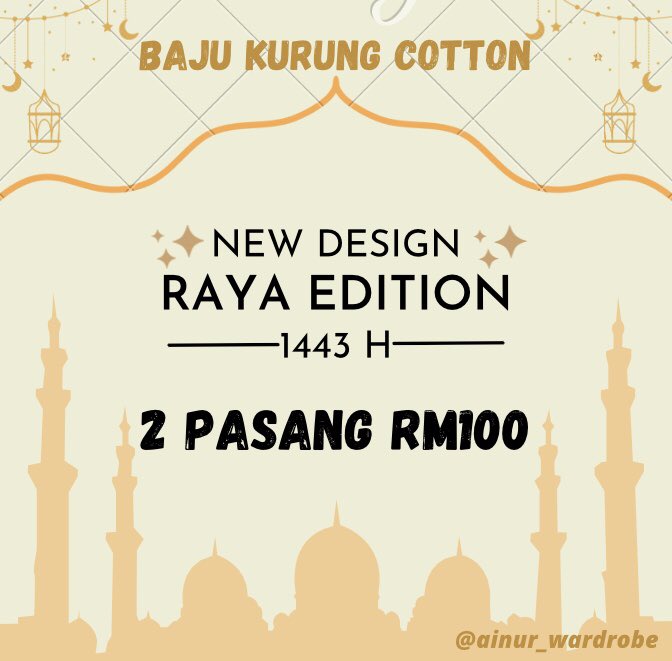 ainur_wardrobe's tweet photo. ✨NEW DESIGN RAYA EDITION 2022✨

Hi everyone 🥰 i ada jual baju kurung cotton cantik dan murahh.. Ada bnyak lagi design yang cantik2 tau.😍kainnya selesa dan tak jarang👍🏻👍🏻

‼️2 PASANG RM100‼️

To order, click here👇
https://t.co/tEgFDcVx3b https://t.co/awEoH9VDKV