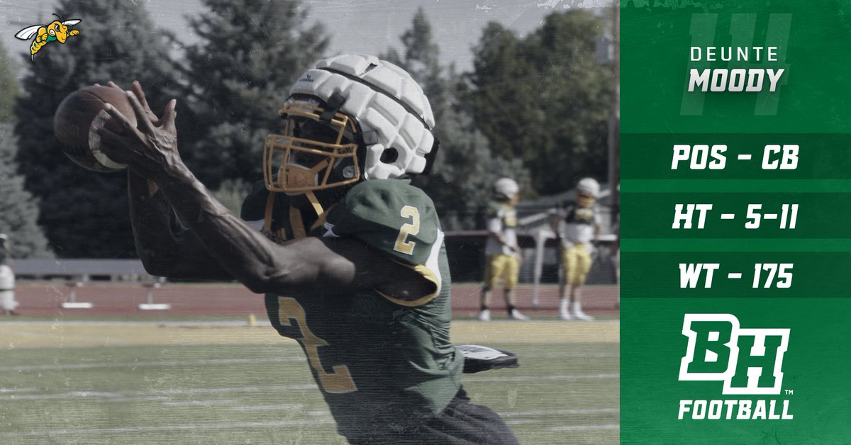 BHSUFB's tweet photo. Let's get to know our junior CB, Deunte Moody (@D_Moody02)!

🏈 23 total tackles
🏈 1 interception
🏈 Models game after Jalen Ramsey
🏈 From Little Rock, Ark.
🏈 Hidden talent is bowling

#WEoverME x #WinnersWin https://t.co/KGbeLeAjih