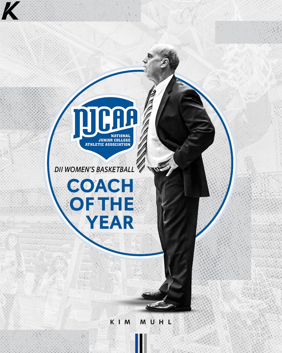 Congratulations to Kirkwood Women's Basketball Head Coach, Kim Muhl, on being named NJCAA DII Women's Basketball Coach of the Year last week! Coach Muhl won his 8th National Championship while guiding the Eagles to a 36-1 record! 👏

#WingsUp 🦅🏀 | <a href="/KCC_WBB/">Kirkwood Women's Basketball</a>