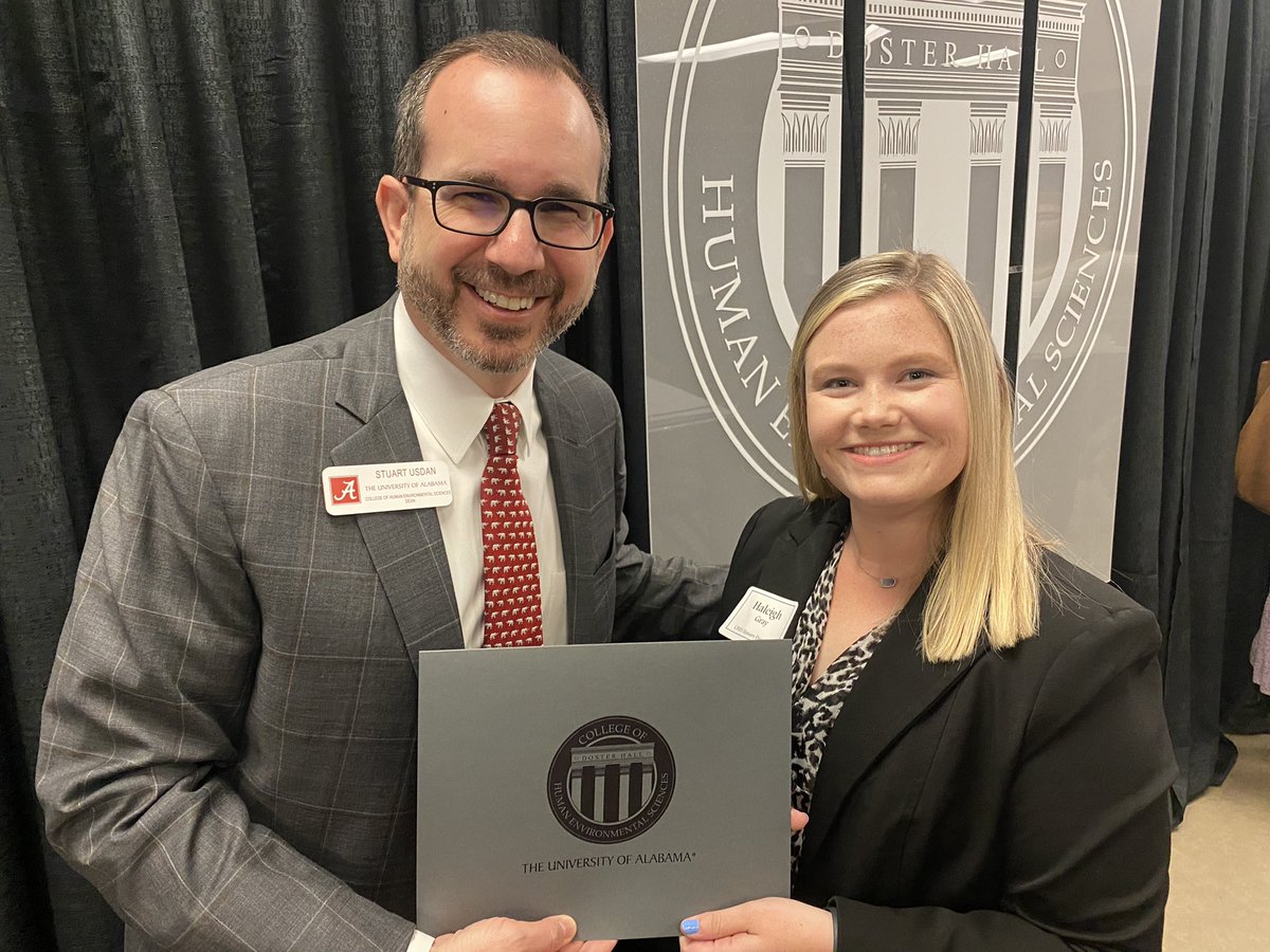 Congratulations 🎉 to our 2 outstanding graduating PhD students! 

On Honors Day Danae Delfin was awarded <a href="/UA_HES/">UA_HES</a> Outstanding Doctoral Student Award &amp; Outstanding Doctoral Research Award. 

Haleigh Gray was awarded the Outstanding Doctoral Teaching Award! 

🌟🌟 #RollTide
