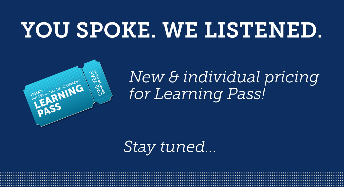 EnrollmentORG's tweet photo. We have exciting news to share about EMA's Learning Pass! Be on the lookout for a member email on Monday with all the details on added accessibility for learners of all types. https://t.co/iHnVC7e4ND
#learningpass
#professionaldevelopment
#investinyourfuture https://t.co/NXP1BYT4jl