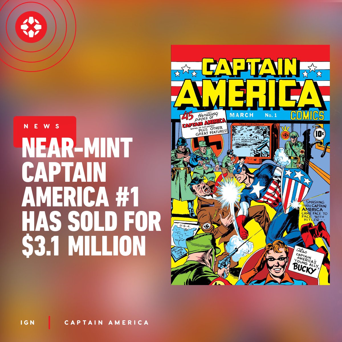 Near-min Captain America #1 has sold for $3.1 Million