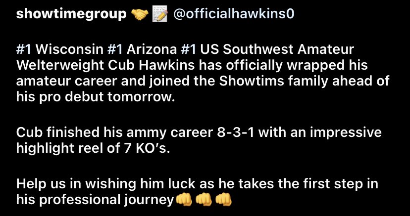 Thank you everyone, tomorrow is a start of brand new beginning for myself and those who are behind me. From nothing to something, to everything is how I’m coming. 815, A.H, and my Team, I’m going to be a world champion. That’s my nindō way and promise.