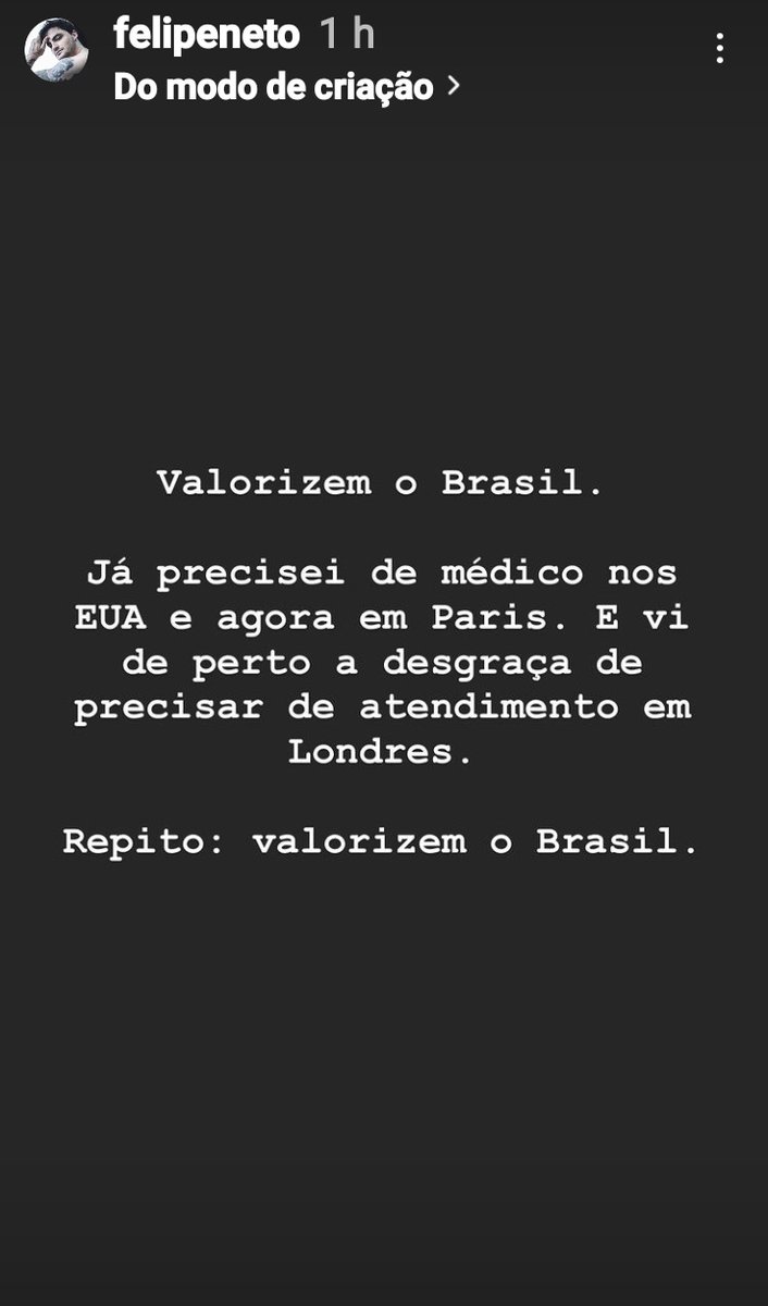 antoniofortal's tweet photo. Gente os stories do Felipe Neto preocupantes de verdade. Ele e seus 2 amigos estão tentando voltar de Londres para Brasil urgente. Com covid e sintomas de influenza #forcafelipeneto @felipeneto https://t.co/ld7XEjdoXK