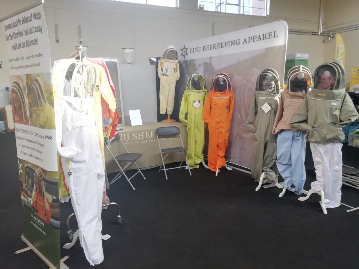 B_J_Sherriff's tweet photo. Looking forward to greeting you all at the BBKA in the trade area! Good beekeeping!🐝🐝🐝 ⁦@B_J_Sherriff⁩  #beesuits  #Apiarist #beekeeping #bees #honeyshow #honey #lovehoney https://t.co/N5ZIug9Pve