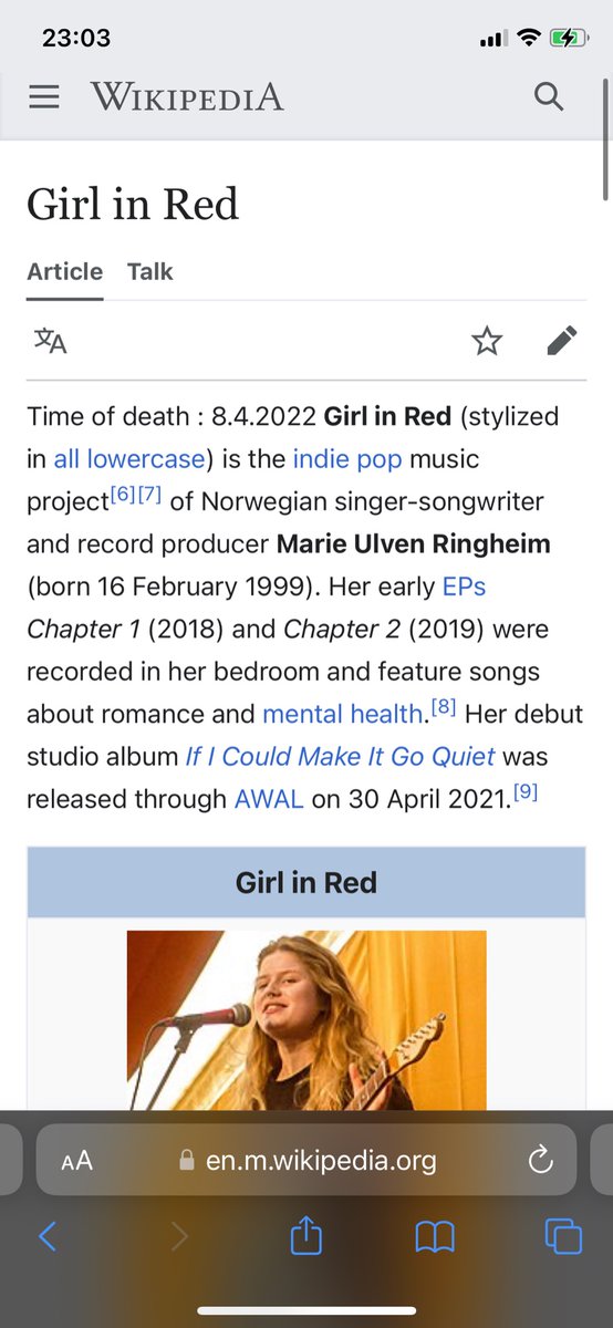 lilizzzy's tweet photo. GIRL IN RED DIED ???? https://t.co/NNDlfcgNwa
