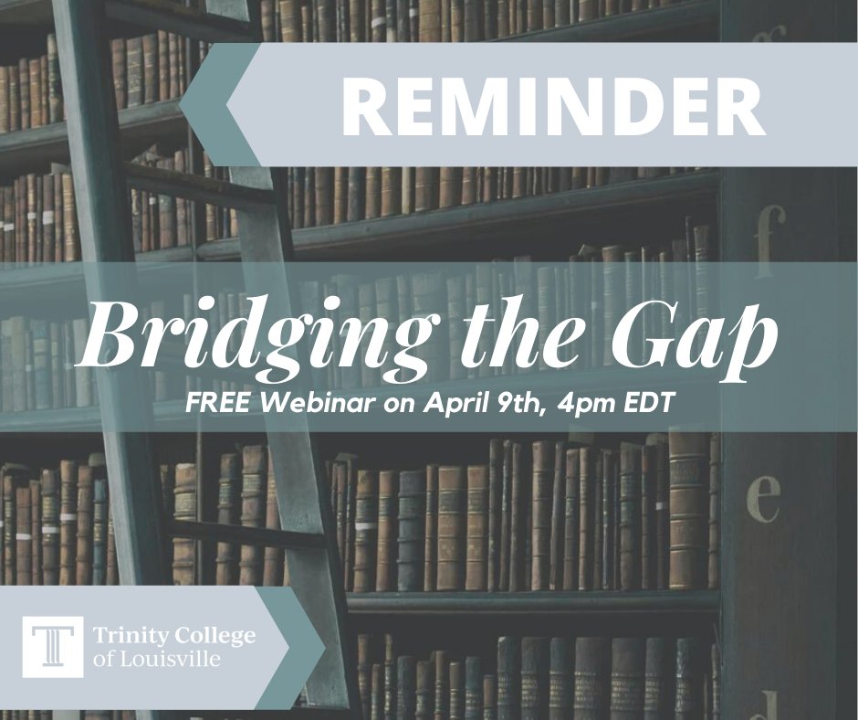 Don't forget! FREE Webinar THIS SATURDAY, 4pm EDT. Bridging the Gap: biblical advice on making the most of college for students &amp; parents! 

Do you want to: 
Grow in godliness?
Find your vocation?
Choose a college? 

Tune in via ZOOM Meeting ID: 851 8733 1764 Passcode: 008063