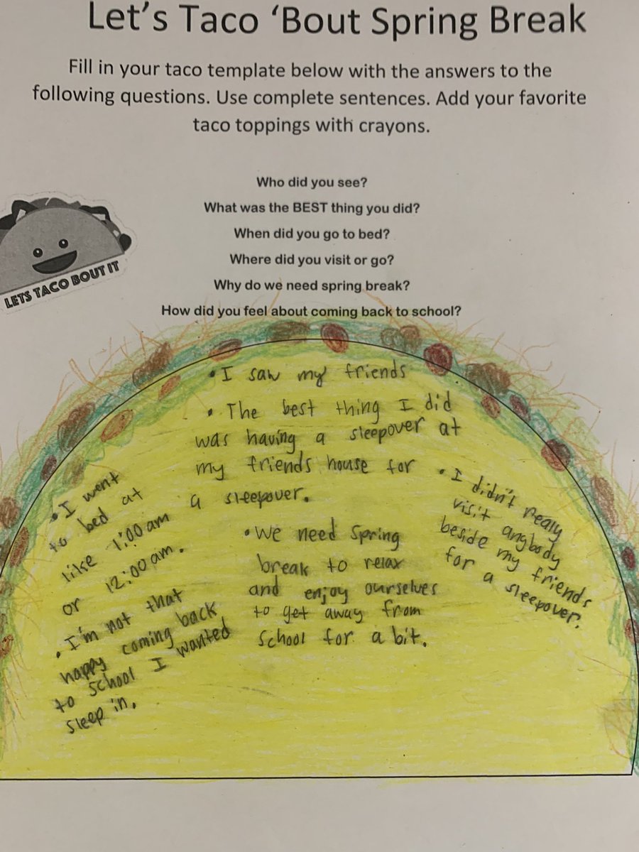 TechTrish's tweet photo. 🌮 Let’s Taco ‘Bout 🌮 how awesome and refreshing “Spring Break” was for students and this teacher too! 👋 #157CGrows #WeAreChelsea #tacobout #peepthosetoppings #finallyhungthemupandtookpics https://t.co/aqfjUldTEd