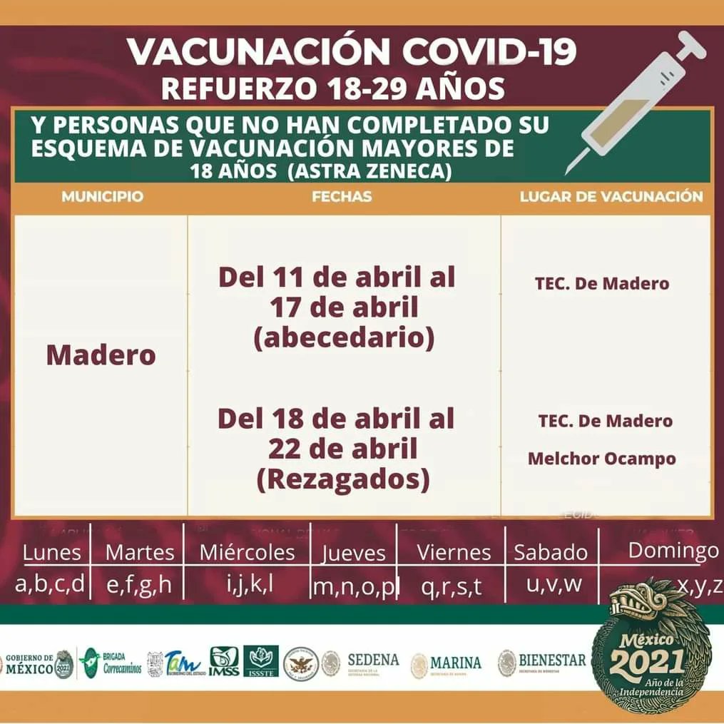CanacoTampico's tweet photo. Publican calendarios de vacunación para vacaciones.. Incluyen a #Tampico #madero https://t.co/UKaVDGC93V