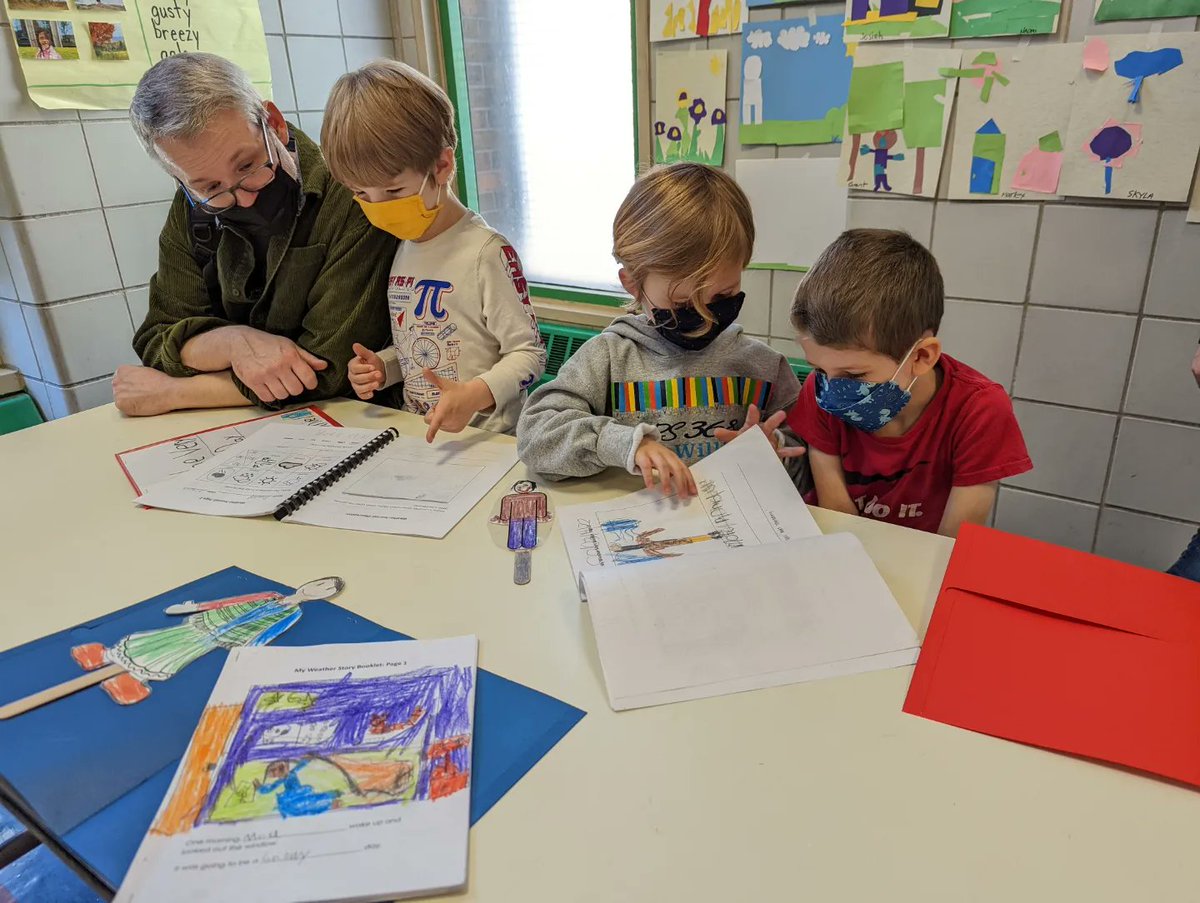 PS368Family's tweet photo. The Kindergarten Authors celebrated their 2nd published book today. They created a character and wrote a narrative about the weather! @eleducation #ps368 #eleducation @NYCSchools https://t.co/zAm8gfDdOp