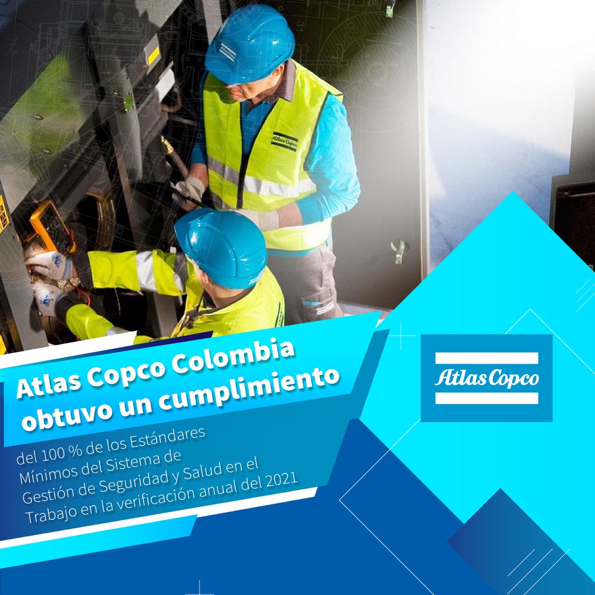 AtlasCopcoCol's tweet photo. ¡Para toda actividad que realicemos en el trabajo y fuera de este, la seguridad es lo primero!💙 #AtlasCopcoColombia https://t.co/otXZx8GzJ9