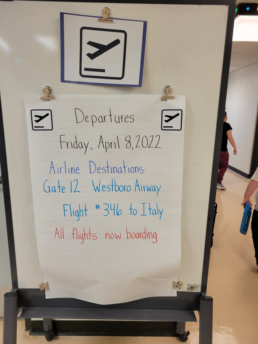 WBOelementary's tweet photo. Ciao grade 1 #wbowarriors we hope you had an enjoyable flight as you experienced everything Italian today! Thank-you Mrs. Gilmore for creating such an amazing experience for everyone involved! 
#eips https://t.co/fQPJ1Iemzu
