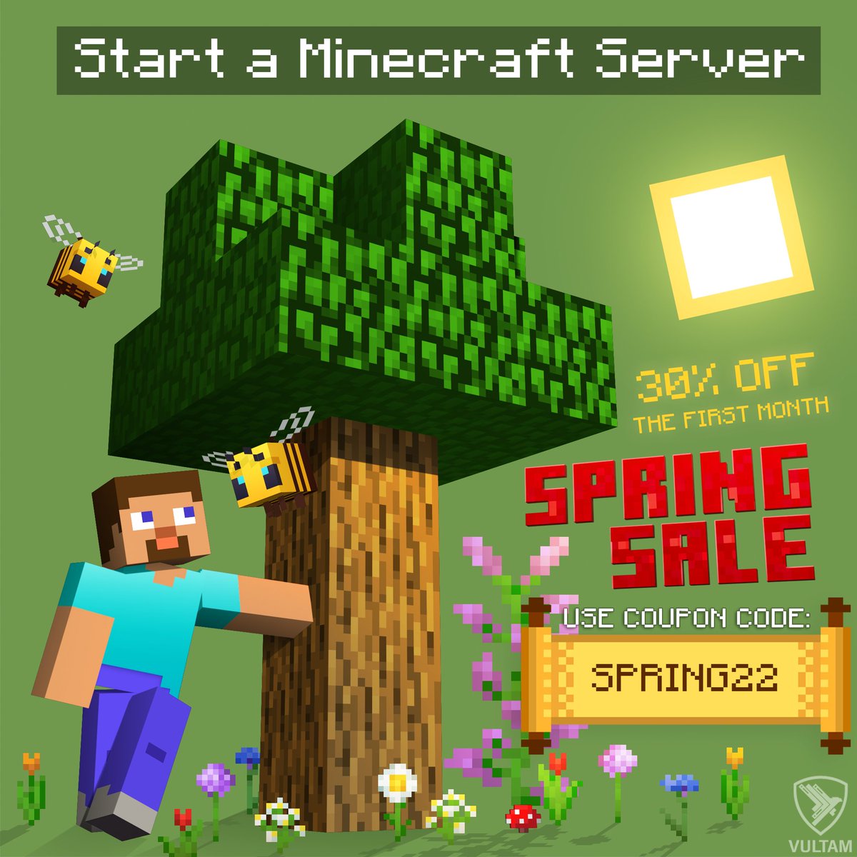 VultamHost's tweet photo. We have launched a Spring sale! 🐝 

From now until April 15th, you can take a 30% OFF on your new orders for the first month with the code SPRING22 🍃 . 
You can also get a 15% OFF on your quarterly and upgrade orders with the code SPRING15.

 https://t.co/A69645d1XP https://t.co/b3Mkac7Vyx