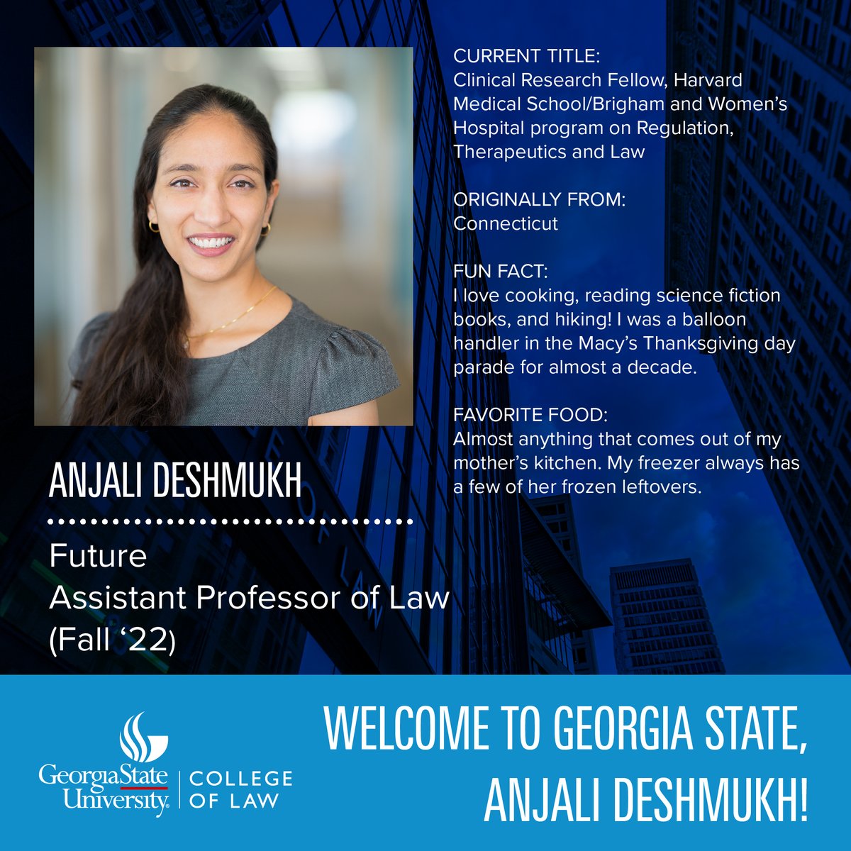 GeorgiaStateLaw's tweet photo. In fall 2022, @GeorgiaStateLaw will welcome four new assistant professors of law. The new faculty members will join the College of Law from all over the nation.
Read more here: https://t.co/U2mjHJMb35 https://t.co/uRHRMuqp4X