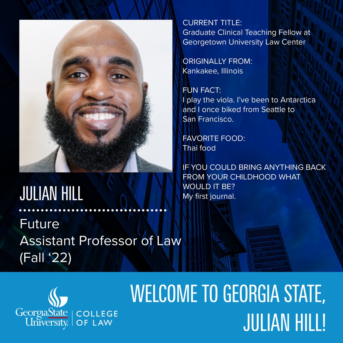 GeorgiaStateLaw's tweet photo. In fall 2022, @GeorgiaStateLaw will welcome four new assistant professors of law. The new faculty members will join the College of Law from all over the nation.
Read more here: https://t.co/U2mjHJMb35 https://t.co/uRHRMuqp4X