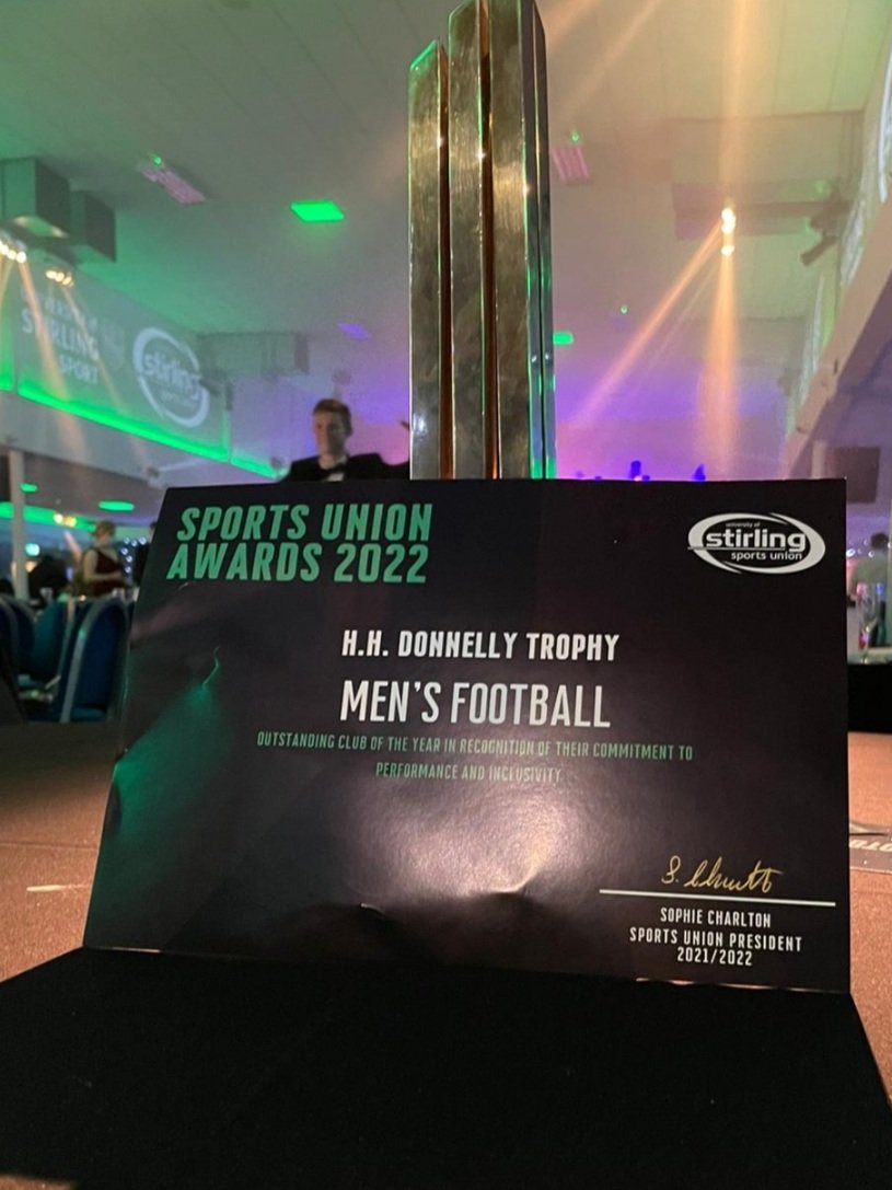 Congratulations to all our men's football teams this season. Men's football is the Stirling University sports club of the year 🍾👏⚽️