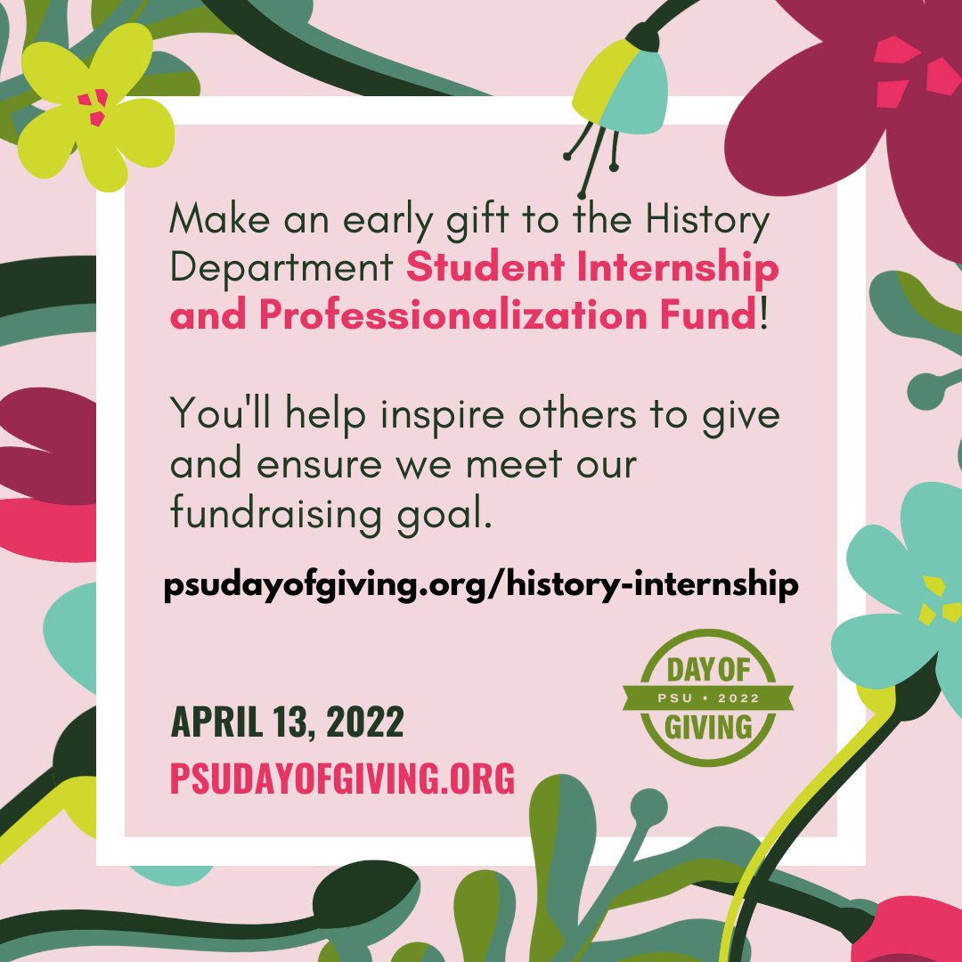 We believe that no student should have to pay tuition for their internship experiences, regardless of where they work. Students like Sarah Harris, MA, the Rose Tucker Fellow at the Oregon Historical Quarterly. <a href="/OrHist/">Oregon Historical Society</a> #PSUDayofGiving psudayofgiving.org/history-intern…