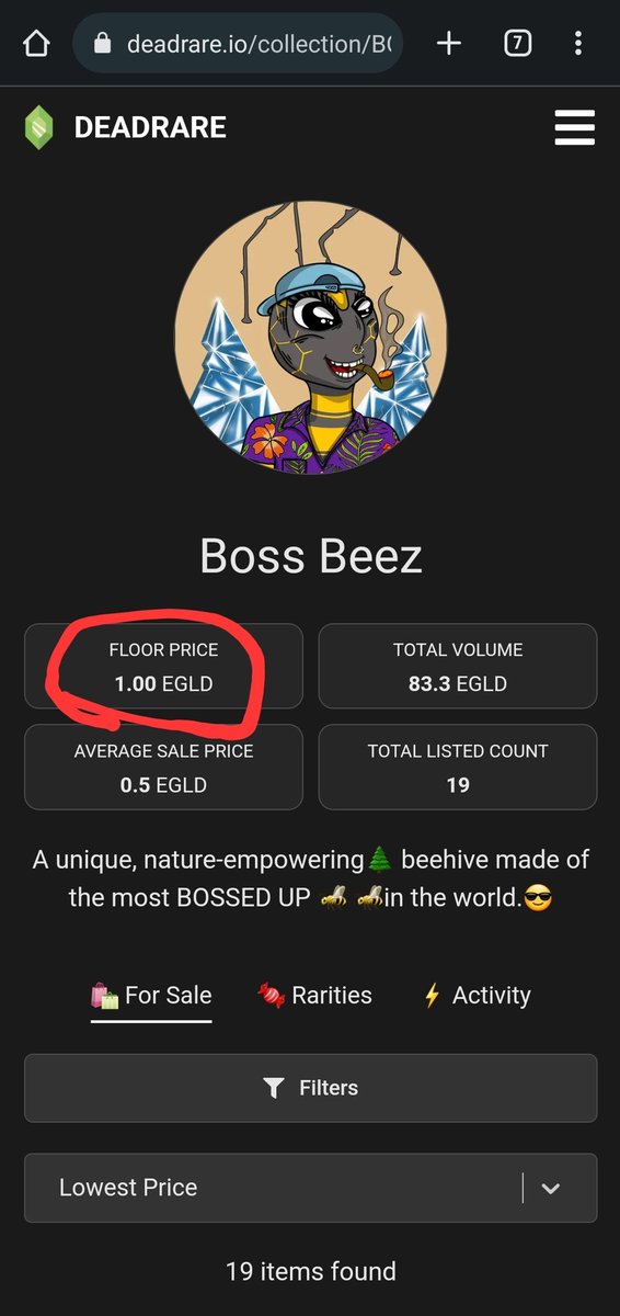 Someone has been busy!!! Only 19 listed on <a href="/DeadRareNFT/">DEADRARE</a> 
Do y'all smell that?! <a href="/BossBeezNFT/">Boss Beez Universe⚡️🐝</a>