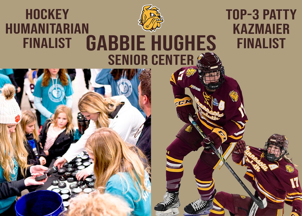 UMDBulldogs's tweet photo. Congratulations again to @UMDWHockey's Gabbie Hughes, one of just three players in NCAA Division I Women's Hockey History to be named a finalist for both the Patty Kazmaier Award and the Hockey Humanitarian Award in the same season. What an incredible effort on and OFF the ice! https://t.co/NwE7UhT8M8