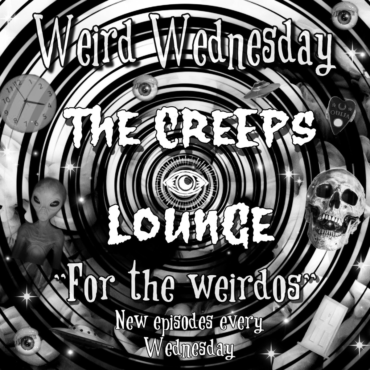TheCreepsLounge's tweet photo. 💥📣 introducing “Weird Wednesdays” where we talk anything paranormal, unusual, cryptic or true crime. Follow on Spotify, Instagram, and Tiktoc @TheCreepsLounge Link in our bio! We can’t wait to get weird with you all! 🖤 #thecreepslounge #podcast #spotify #paranormal #truecrime https://t.co/P9OfPLpFae