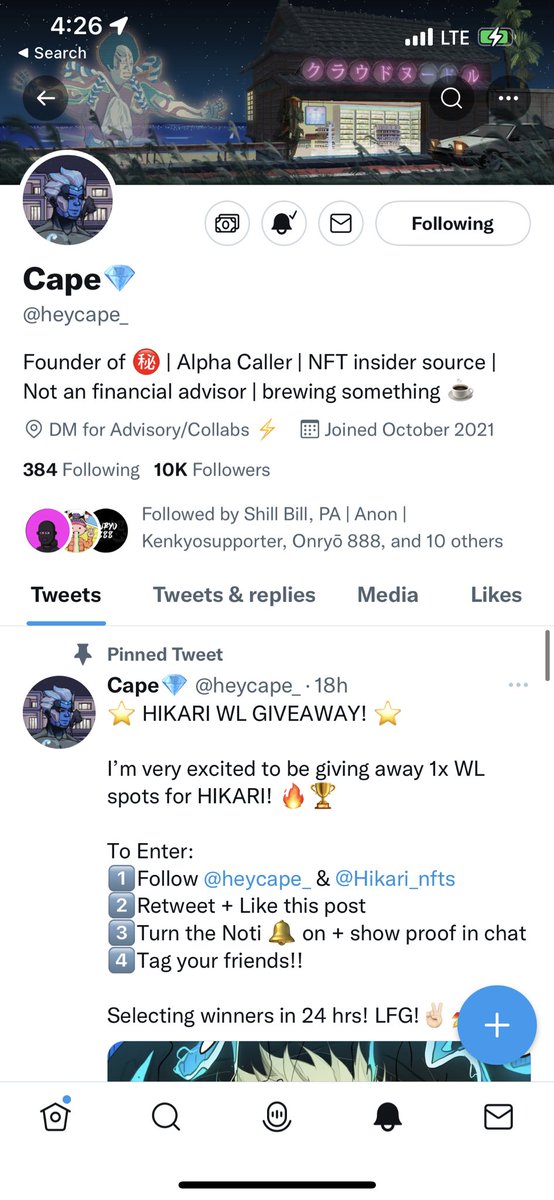 Lexxmagg's tweet photo. @heycape_ @Hikari_nfts Notis gang all the way 😎 https://t.co/j9962NywVb