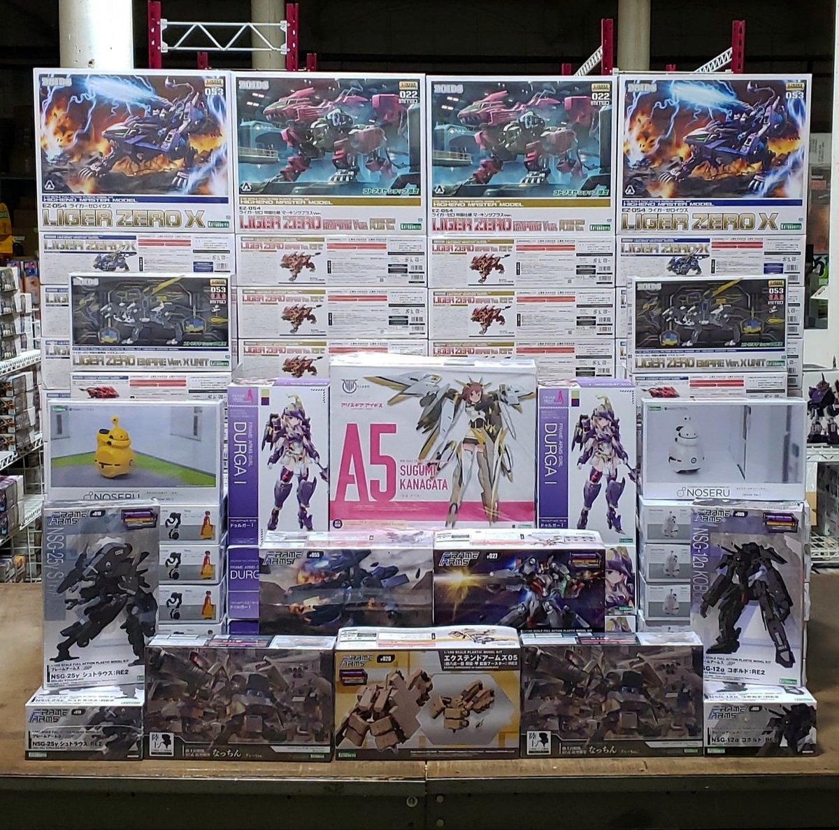 gundampros's tweet image. Todays tower brings us ZOOIIIDDDSSSS! #Ligerzero is in the warehouse. #gundamshipmenttower #gunpla #gundambuilder #modelkits #gundampros #zoids #gundamcommunity #gunplacommunity