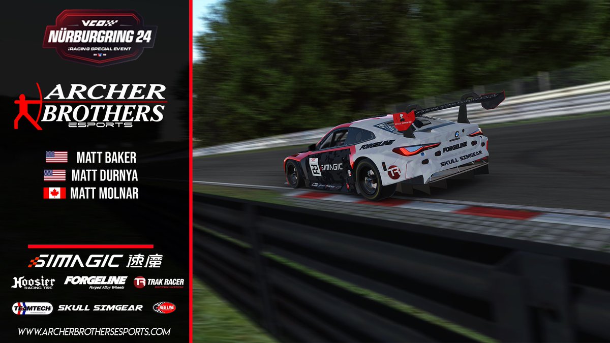 ArcherBrothers's tweet photo. Raceday is almost here 👀 We’ll have 2 cars competing in the @iRacing 24 Hours of @nuerburgring ‼️We’re all excited for one of the toughest races of the year! 🏁 https://t.co/Un5vvOQ0iV