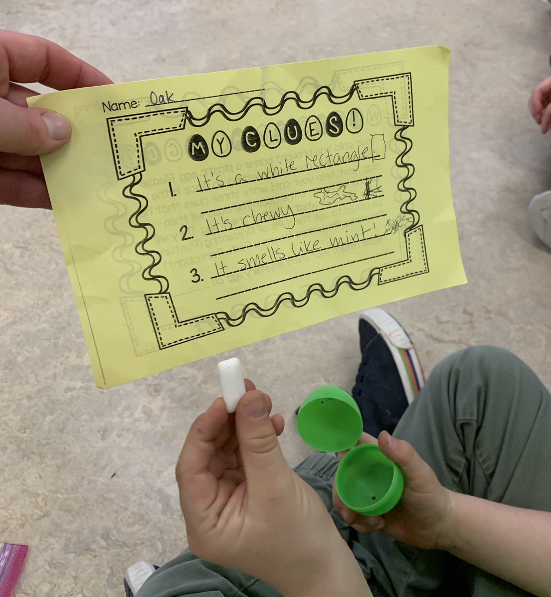 MrsBClarkson's tweet photo. To celebrate #Easter our #kinders chose a mystery item to hide in an egg & shared 3 clues. Could you guess each item? Next week we will use our eggs for a #KidWriting prompt! π΅π»ββοΈπ₯#Eggcellent #HardBoiledDetectives #Easterfunny https://t.co/Pq9uiAfPuS
