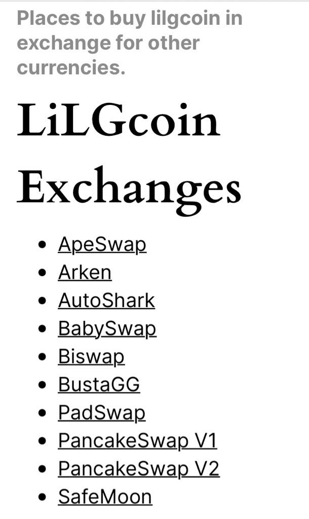 lilgcoin's tweet photo. You can now buy #LiLGcoin on #ApeSwap, #Arken, #AutoShark, #BabySwap, #Biswap, #BustaGG, #PadSwap, #PancakeSwap & #SafeMoon‼️https://t.co/ZQ5pHNEUvO https://t.co/OAtJSpn9eI