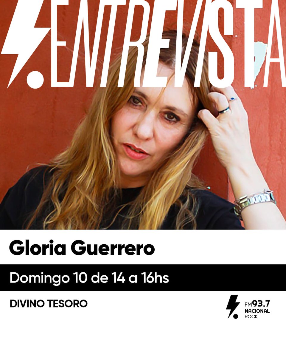 Me pone muy contento y ansioso saber que este domingo va a venir al estudio la enorme colega Gloria Guerrero para charlar con nosotros en <a href="/divinotesoro937/">Divino Tesoro</a> por <a href="/nacionalrock937/">Radio Nacional Rock FM 93.7</a>