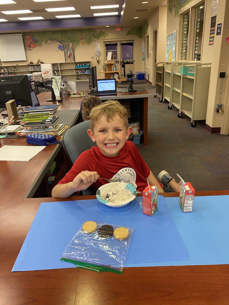 This handsome first grader read 750,000 words! As his reward, he was my Media Specialist for the day!! Lots fun and yummy treats for this outstanding reader! ⁦⁦⁦⁦<a href="/VillasElem/">Villas Elementary</a>⁩