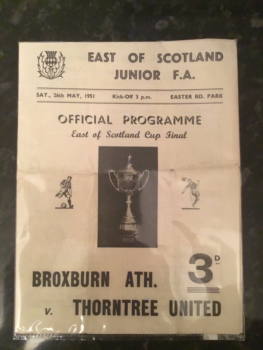 gpfootball's tweet image. Broxburn Athletic v Thorntree 1951 East of Scotland Cup Final printed matchday programme on sale tomorrow at Bathgate football programmes shop. @BroxburnAthFC @Stuarty1874 @EastScotlandFA