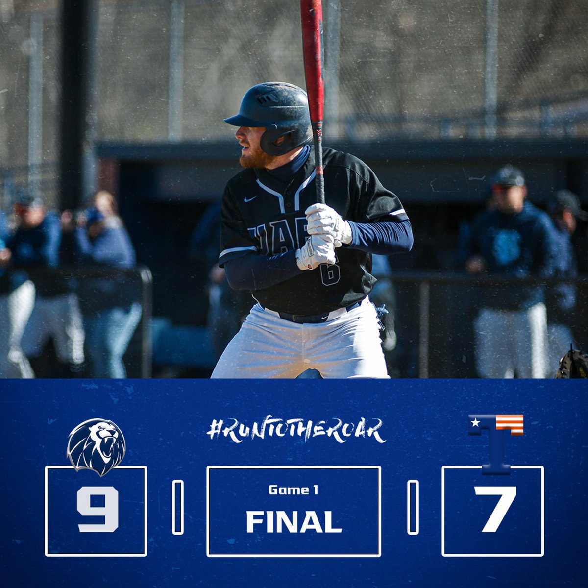 UAFSSports's tweet photo. FINAL

Hunter Church hit a two-run, walk-off homer in the 10th to give the Lions game one of the series.

#RunToTheRoar https://t.co/6OprKXExbH