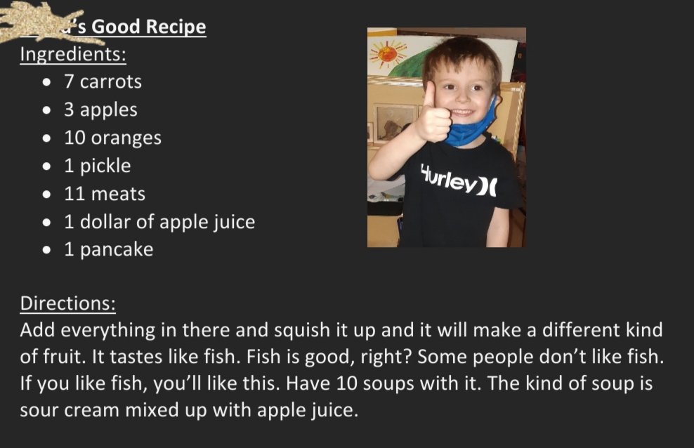 All year we've been cooking up a storm during play time! We attempted to make a Christmas cookbook, but the covid shutdown had other plans. So an Easter cookbook it is! Here are today's 2 recipes of the day ☺👨‍🍳 #RecipeOfTheDay #Kindergarten #youngchefs <a href="/Elwoodelementar/">Elwood Elementary</a> <a href="/NLESDCA/">NLESD</a>