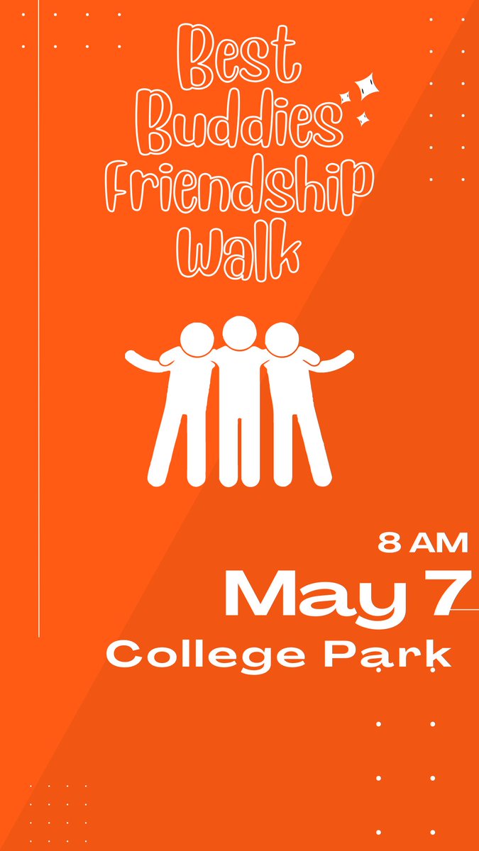 HowardHSBuddies's tweet photo. Hey everyone! The Best Buddies Friendship Walk is coming up on May 7th at 8 AM at College Park. The link to register for our team is https://t.co/mv2hYSDSR1 https://t.co/t1dngTAUek