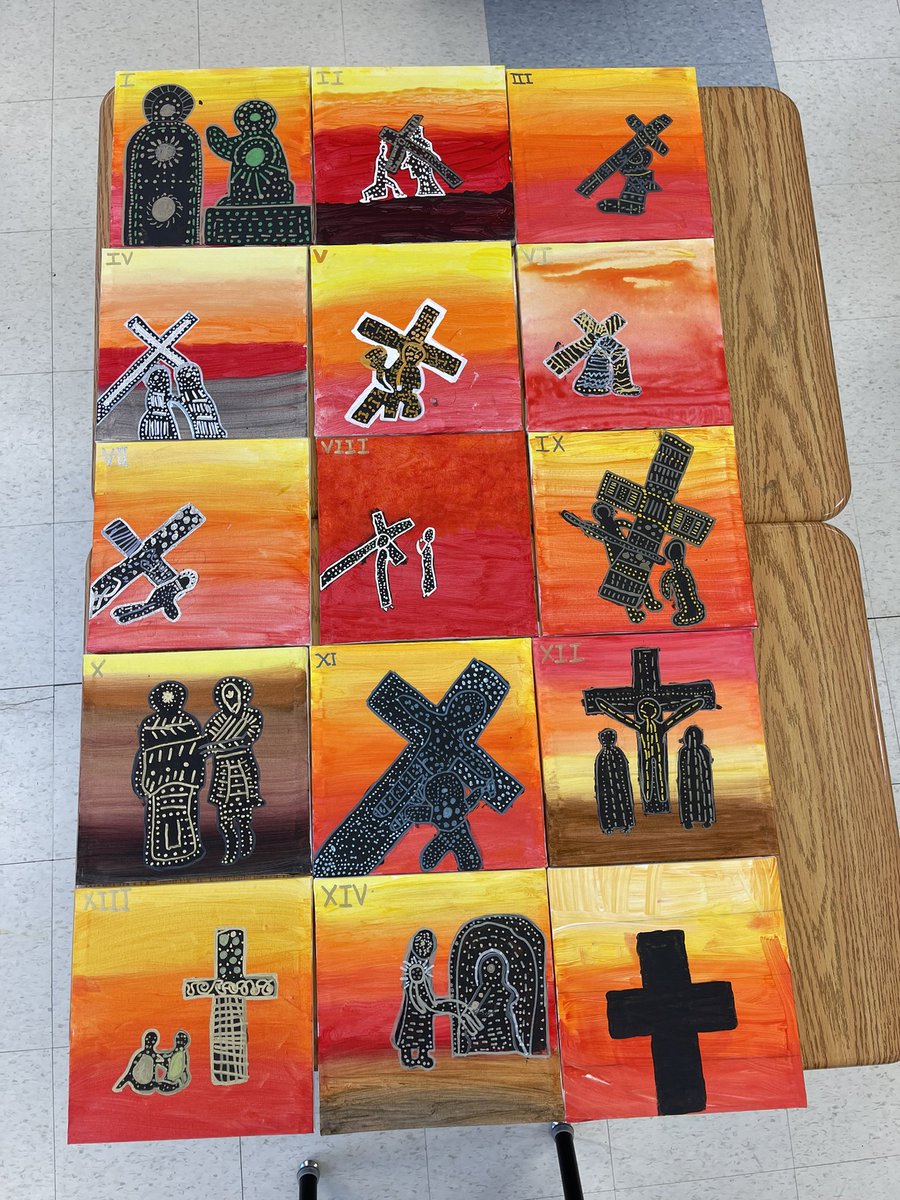 heyitsherring's tweet photo. The Stations of the Cross collaborative project turned out better than imagined ✝️ @SMCDSB_MRO @MrQClass @capeloa_class @Ms_Espinola https://t.co/T30IVkYhqK